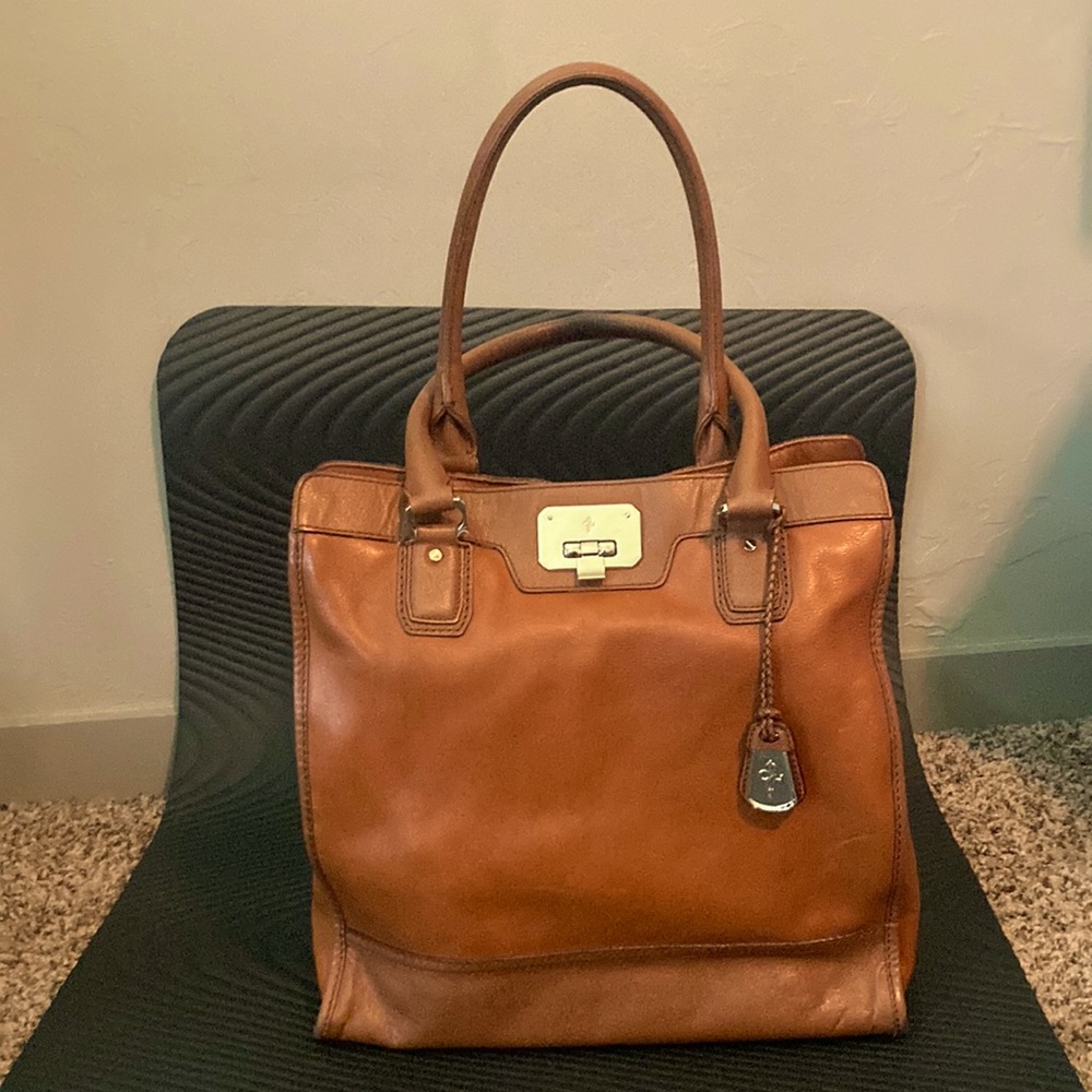 Cole Haan cognac leather tote